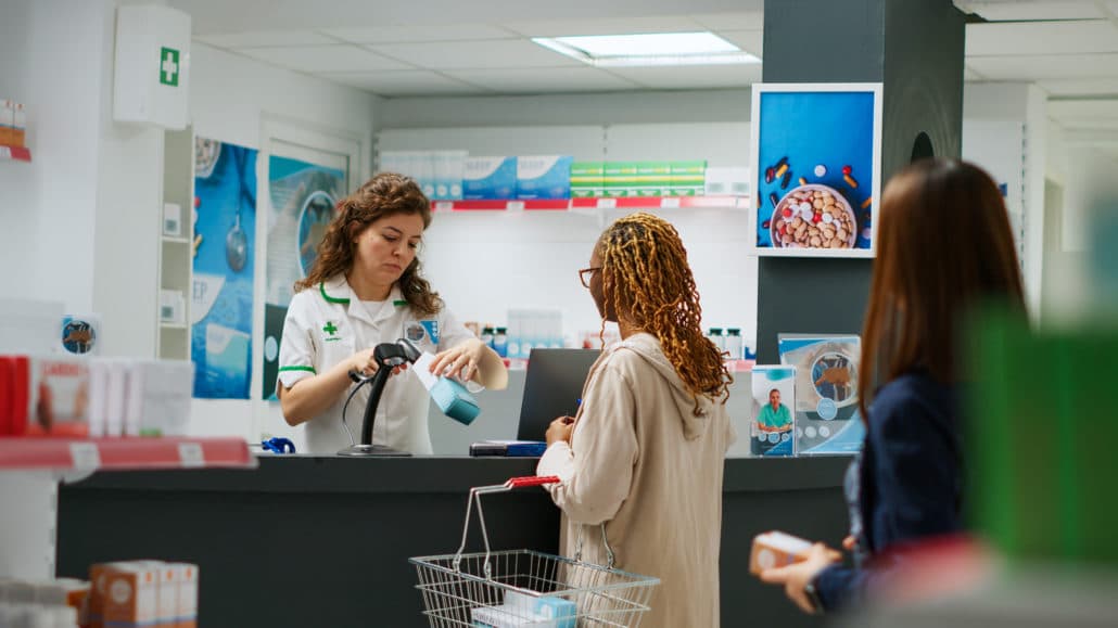 Busy retail checkout lines